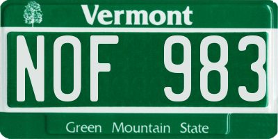 VT license plate NOF983