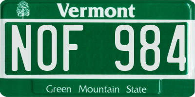 VT license plate NOF984