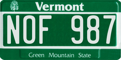 VT license plate NOF987