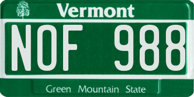 VT license plate NOF988