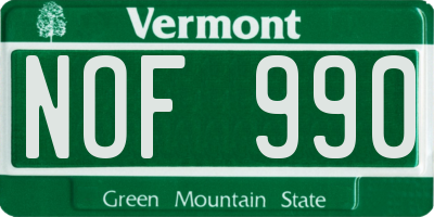 VT license plate NOF990
