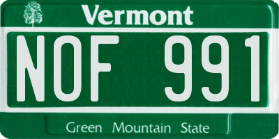 VT license plate NOF991