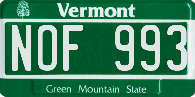 VT license plate NOF993
