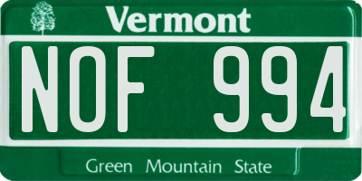 VT license plate NOF994