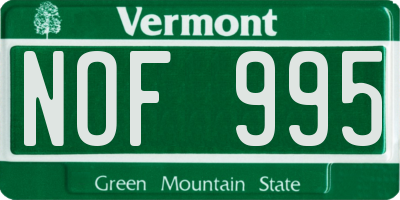 VT license plate NOF995