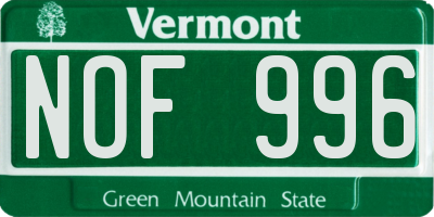 VT license plate NOF996