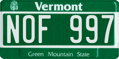 VT license plate NOF997