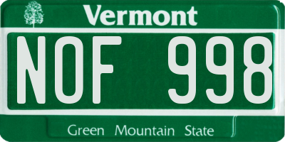 VT license plate NOF998