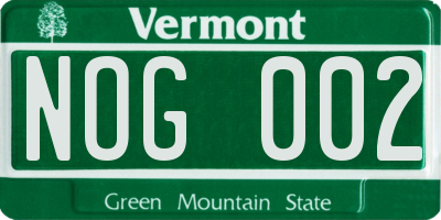 VT license plate NOG002