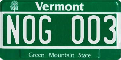 VT license plate NOG003