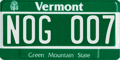 VT license plate NOG007