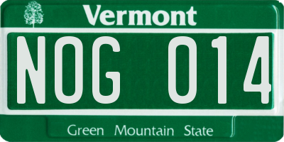 VT license plate NOG014