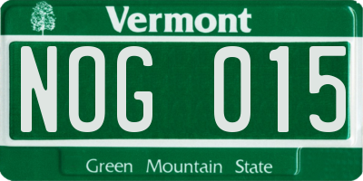 VT license plate NOG015