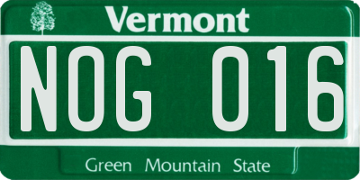 VT license plate NOG016