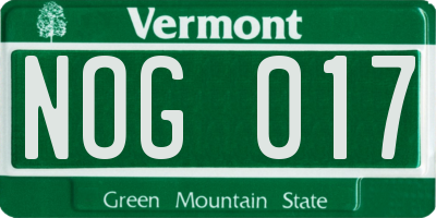 VT license plate NOG017