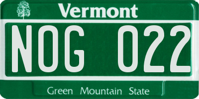VT license plate NOG022