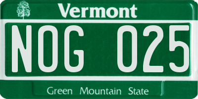 VT license plate NOG025