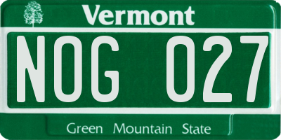 VT license plate NOG027