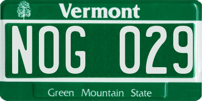 VT license plate NOG029