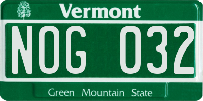 VT license plate NOG032
