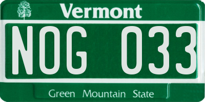 VT license plate NOG033
