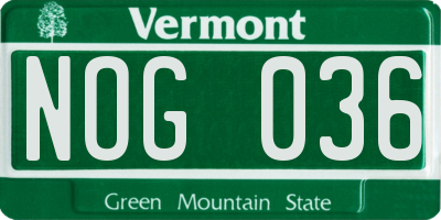VT license plate NOG036