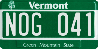 VT license plate NOG041