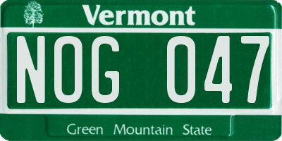 VT license plate NOG047