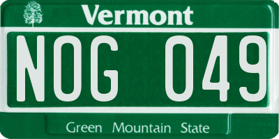 VT license plate NOG049