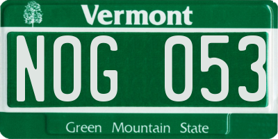 VT license plate NOG053