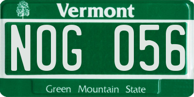 VT license plate NOG056