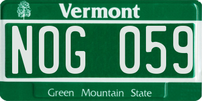 VT license plate NOG059