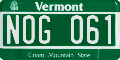 VT license plate NOG061