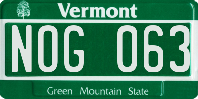 VT license plate NOG063