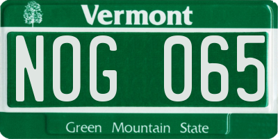 VT license plate NOG065