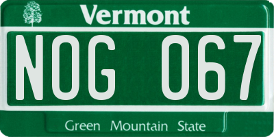 VT license plate NOG067