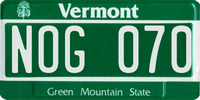 VT license plate NOG070