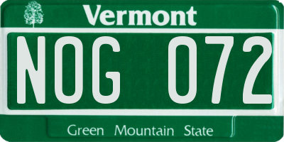 VT license plate NOG072