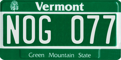 VT license plate NOG077
