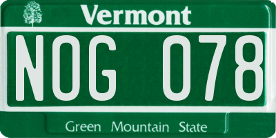 VT license plate NOG078