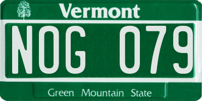 VT license plate NOG079