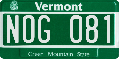 VT license plate NOG081