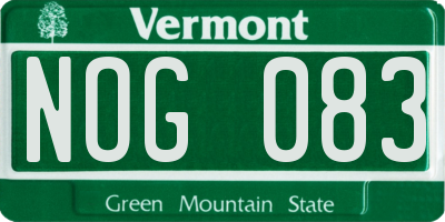 VT license plate NOG083