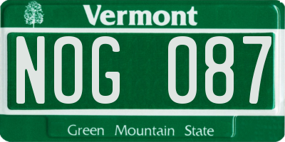VT license plate NOG087
