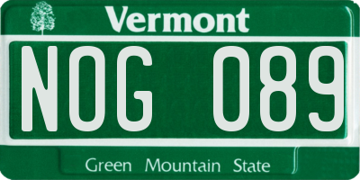 VT license plate NOG089
