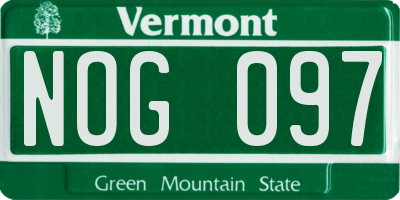 VT license plate NOG097