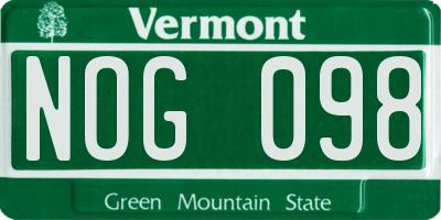 VT license plate NOG098