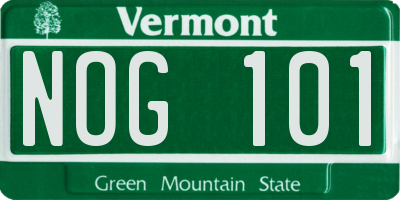 VT license plate NOG101