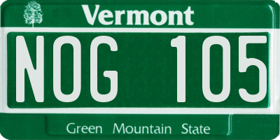 VT license plate NOG105