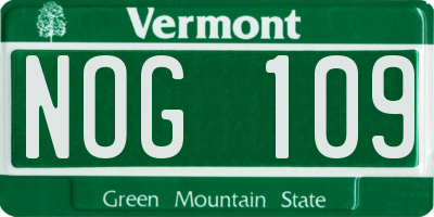 VT license plate NOG109